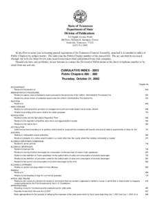 State of Tennessee Department of State Division of Publications 312 Eighth Avenue North 8th Floor, William R. Snodgrass Tower Nashville, Tennessee 37243