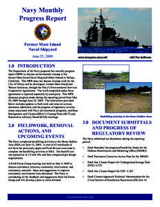 Navy Monthly Progress Report Former Mare Island Naval Shipyard June 25, 2009