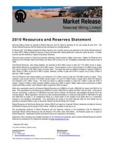 Microsoft Word - Final 2010 Resource and Reserves Release[removed]doc