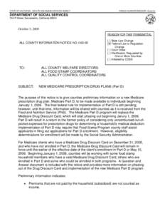 STATE OF CALIFORNIA - HEALTH AND HUMAN SERVICES AGENCY  ARNOLD SCHWARZENEGGER, Governor DEPARTMENT OF SOCIAL SERVICES 744 P Street, Sacramento, California 95814