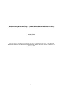 Community prevention : crime prevention in Holdfast Bay