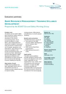 NLR-TRExecutive summary RAMP RESOURCE MANAGEMENT TRAINING SYLLABUS DEVELOPMENT