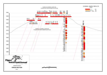 CHANNEL SAMPLE RESULTS  SURFACE CHANNEL SAMPLING PROJECTED FROM LOWER ELEVATION  1310
