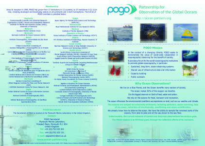 Japan Agency for Marine-Earth Science and Technology / Plymouth Marine Laboratory / Group on Earth Observations / National Oceanography Centre / Argo / GOOS / Ocean acidification / Pogo / World Ocean / Oceanography / Earth / Physical geography