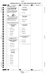 Republican Party, 0UBLICATION Ballot, Primary Election, May 13, 2014 A Otoe County  B