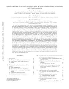 Specker’s Parable of the Over-protective Seer: A Road to Contextuality, Nonlocality and Complementarity Yeong-Cherng Liang∗ Group of Applied Physics, University of Geneva, CH-1211 Geneva 4, Switzerland and School of 