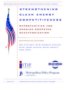 America COMPETES Act / United States Department of Energy / Clean technology / ARPA-E / Innovation / Information Technology and Innovation Foundation / Energy law / Energy / Index of energy articles / Energy in the United States / Government / 110th United States Congress