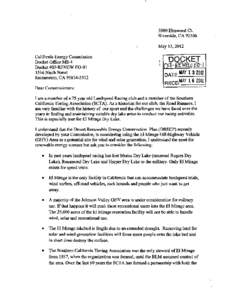 3980 Elmwood Ct. Riverside, CA[removed]May 13,2012 California Energy Commission Docket Office MS-4 Docket #09-RENEW EO-01