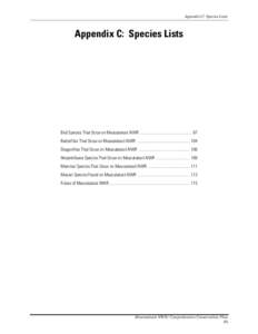 Appendix C: Species Lists  Appendix C: Species Lists Bird Species That Occur on Muscatatuck NWR ................................................... 87 Butterflies That Occur on Muscatatuck NWR ...........................