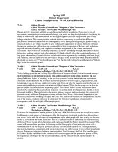 Spring 2015 History Department Course Descriptions for[removed], Global Histories[removed]Global Histories