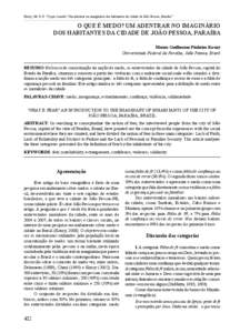 Koury, M. G. P. “O que é medo? Um adentrar no imaginário dos habitantes da cidade de João Pessoa, Paraíba”  O QUE É MEDO? UM ADENTRAR NO IMAGINÁRIO