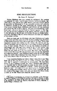 SOME RECOLLECTIONS By James K, Ecastings* Before Oklahoma was ever opened for sebtlement, the opening was agitated for years. Land-hungry farmers, having no homes, rea-  solled that it was part of the public domain and t