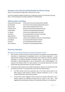 Summary note of the Accounting Standards Advisory Forum Held on 2-3 June 2014 at the IASB offices, Cannon Street, London This note is prepared by staff of the IASB, and is a high level summary of the discussion that took