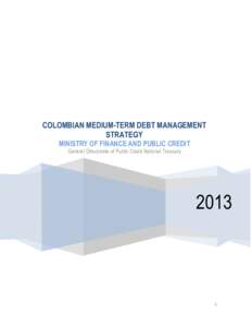 COLOMBIAN MEDIUM-TERM DEBT MANAGEMENT STRATEGY MINISTRY OF FINANCE AND PUBLIC CREDIT General Directorate of Public Credit National Treasury  2013