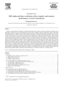 Brain Research Reviews 29 Ž–195  Full-length review EEG alpha and theta oscillations reflect cognitive and memory performance: a review and analysis