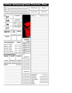 Hellboy Roleplaying Game Character Sheet Name __________________________________________ Player _________________________________________ Appearance ____________________________________ __________________________________