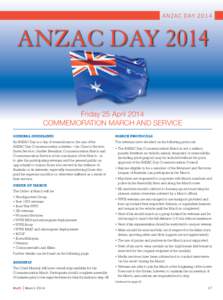 A N Z A C D ay[removed]ANZAC DAY 2014 Friday 25 April 2014 COMMEMORATION MARCH AND SERVICE GENERAL GUIDELINES