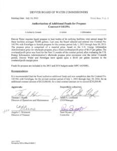 Board agenda July 10, 2013: Authorization of Additional Funds for Propane Contract