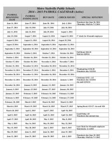 2003 – 2004 PAYROLL CALENDER (Active)