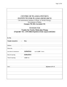 Page 1 of 40  CENTRE OF PLASMA PHYSICS INSTITUTE FOR PLASMA RESEARCH (An autonomous Institute of Dept. of Atomic Energy, Government of India)