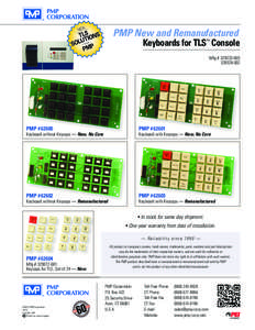 PMP New and Remanufactured Keyboards for TLS™ Console Mfg # [removed]-002  PMP #62600