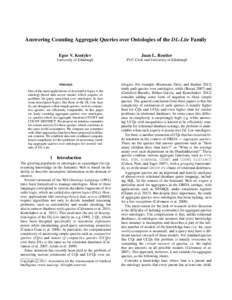 Answering Counting Aggregate Queries over Ontologies of the DL-Lite Family Egor V. Kostylev Juan L. Reutter  University of Edinburgh