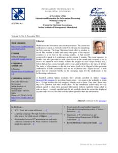 INFORMATION TECHNOLOGY IN DEVELOPING COUNTRIES IFIP WG 9.4  A Newsletter of the