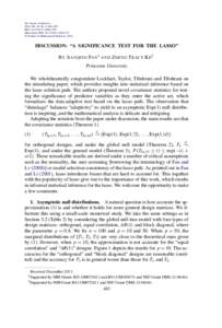 The Annals of Statistics 2014, Vol. 42, No. 2, 483–492 DOI: [removed]AOS1175C Main article DOI: [removed]AOS1175 © Institute of Mathematical Statistics, 2014