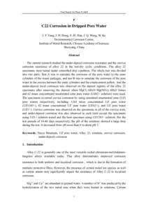 C22 Corrosion in Dripped Pore Water