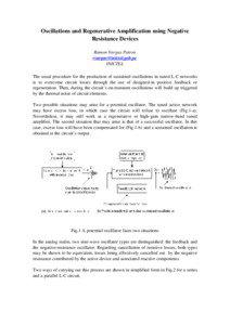 Oscillations and Regenerative Amplification using Negative Resistance Devices Ramon Vargas Patron