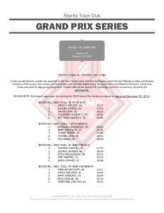 Atlanta Track Club  GRAND PRIX SERIES Spring Tune Up 8K/15K Atlanta, GA February 14, 2015