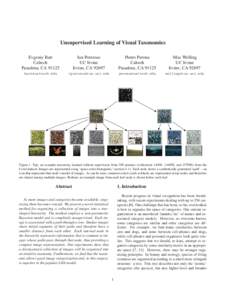 Unsupervised Learning of Visual Taxonomies Evgeniy Bart Caltech Pasadena, CA[removed]Ian Porteous