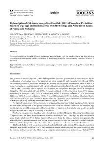 Redescription of Filchneria mongolica (Klapálek, [removed]Plecoptera, Perlodidae) based on type eggs and fresh material from the Selenga and Amur River Basins of Russia and Mongolia