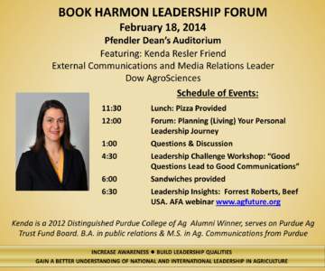 You are cordially invited to attend the BOOK HARMON LEADERSHIP FORUM