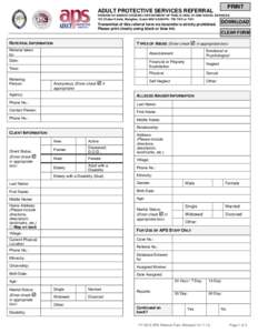 PRINT  ADULT PROTECTIVE SERVICES REFERRAL DIVISION OF SENIOR CITIZENS ♦ DEPARTMENT OF PUBLIC HEALTH AND SOCIAL SERVICES 123 Chalan Kareta, Mangilao, Guam[removed]Ph: [removed]or 7421