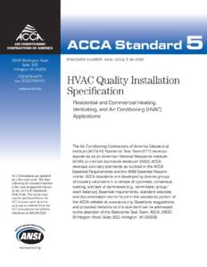 HVAC Quality Installation Specification (ACCA Standard 5)