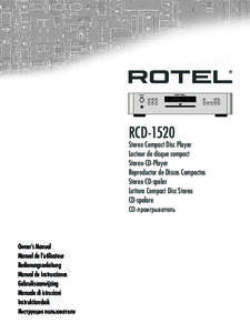 RCDStereo Compact Disc Player Lecteur de disque compact Stereo-CD-Player Reproductor de Discos Compactos
