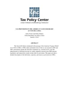 Tax Provisions in The American Taxpayer Relief Act of[removed]ATRA)