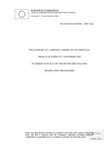 EUROPEAN COMMISSION HEALTH & CONSUMER PROTECTION DIRECTORATE-GENERAL Directorate F - Food and Veterinary Office DG(SANCO[removed] – MR Final