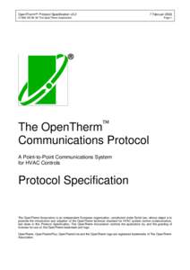 OpenTherm Protocol Specification v2.2  7 Februari 2003 1996,’98,’99,’00 The OpenTherm Association