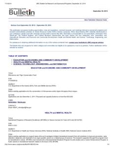 [removed]GRC Bulletin for Research and Sponsored Programs: September 30, 2014 September 30, 2014