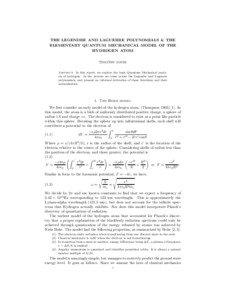THE LEGENDRE AND LAGUERRE POLYNOMIALS & THE ELEMENTARY QUANTUM MECHANICAL MODEL OF THE HYDROGEN ATOM