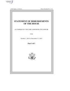 Statement of Disbursement of the House from  October 1, 2014 to December 31, 2014