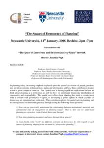 “The Space of Democracy of Planning” – 11th January, 2008