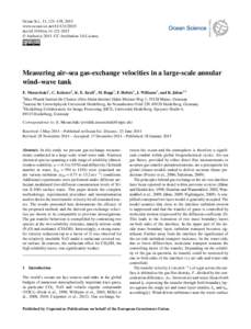 Ocean Sci., 11, 121–138, 2015 www.ocean-sci.net[removed]doi:[removed]os[removed] © Author(s[removed]CC Attribution 3.0 License.  Measuring air–sea gas-exchange velocities in a large-scale annular