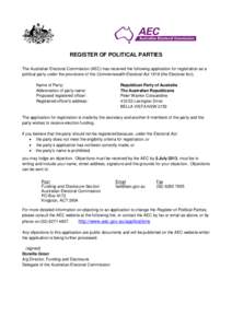 Elections in the United Kingdom / Elections in New Zealand / Australian Electoral Commission / Electoral Commission / Elections / Conservative Party of Australia / Cannabis political parties / Politics / Government / Elections in Australia