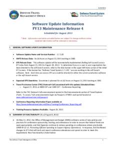 [removed]DEFENSE TRAVEL MANAGEMENT OFFICE  Software Update Information