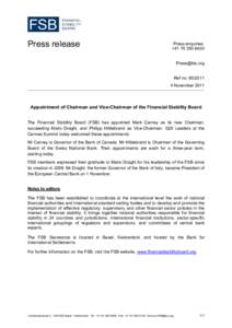 FSB Press Release: Appointment of Chairman and Vice Chairman