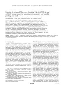 JOURNAL OF GEOPHYSICAL RESEARCH, VOL. 110, D07109, doi:2004JD005318, 2005  Potential of Advanced Microwave Sounding Unit-A (AMSU-A) and AMSU-B measurements for atmospheric temperature and humidity profiling over 
