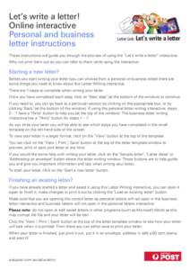 Let’s write a letter! Online interactive Personal and business letter instructions  Letter Link: Let’s write a letter